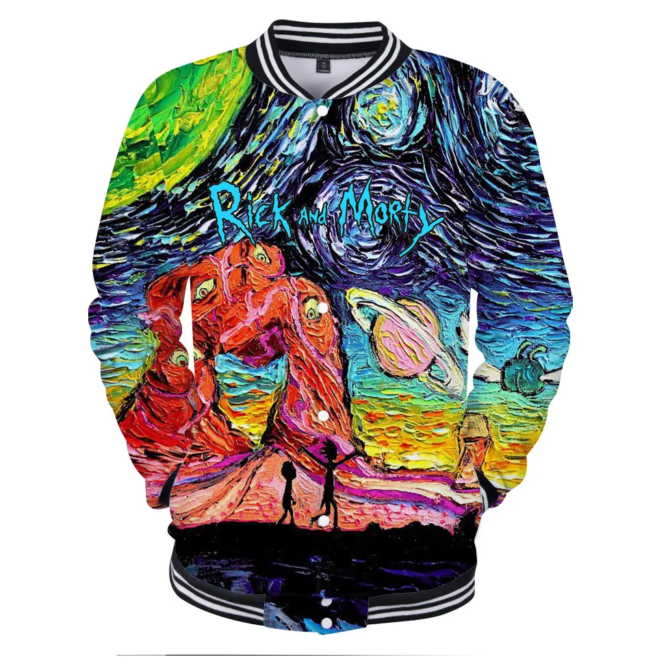 

Rick And Morty Baseball Jackets Men Cartoon Cute Sweatshirts Women/Men Buttons Print Uniform Autumn Winter Casual Outwear Coat