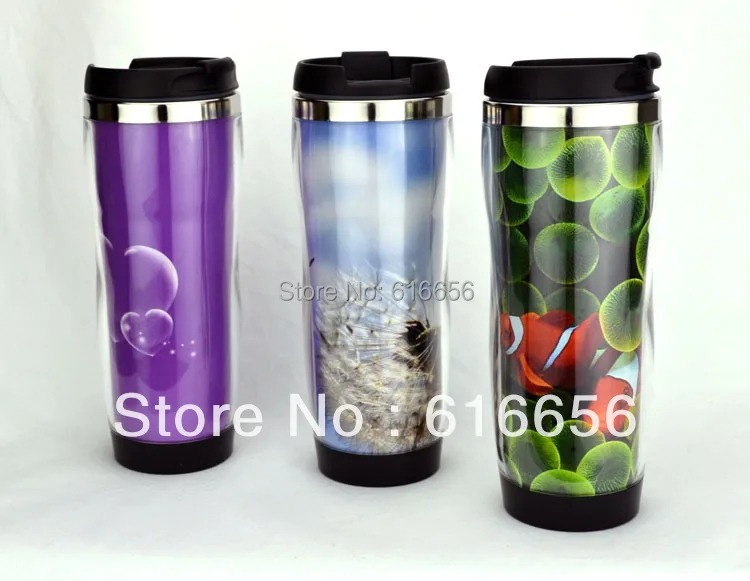 

free shiping 420ml travel mug adversing mug easy for DIY , custom made mug , car mug with new cap easy for drink