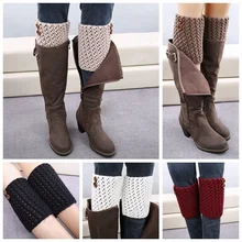 1 пара, женские зимние гетры для девочек, Зимние гетры с манжетами, гетры для девочек, вязаные гетры, короткие Вязаные Гетры