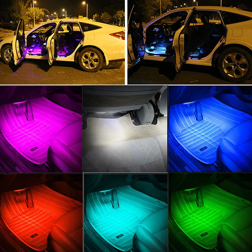 Автомобильный интерьер свет атмосферы светодиодный RGB пульт дистанционного