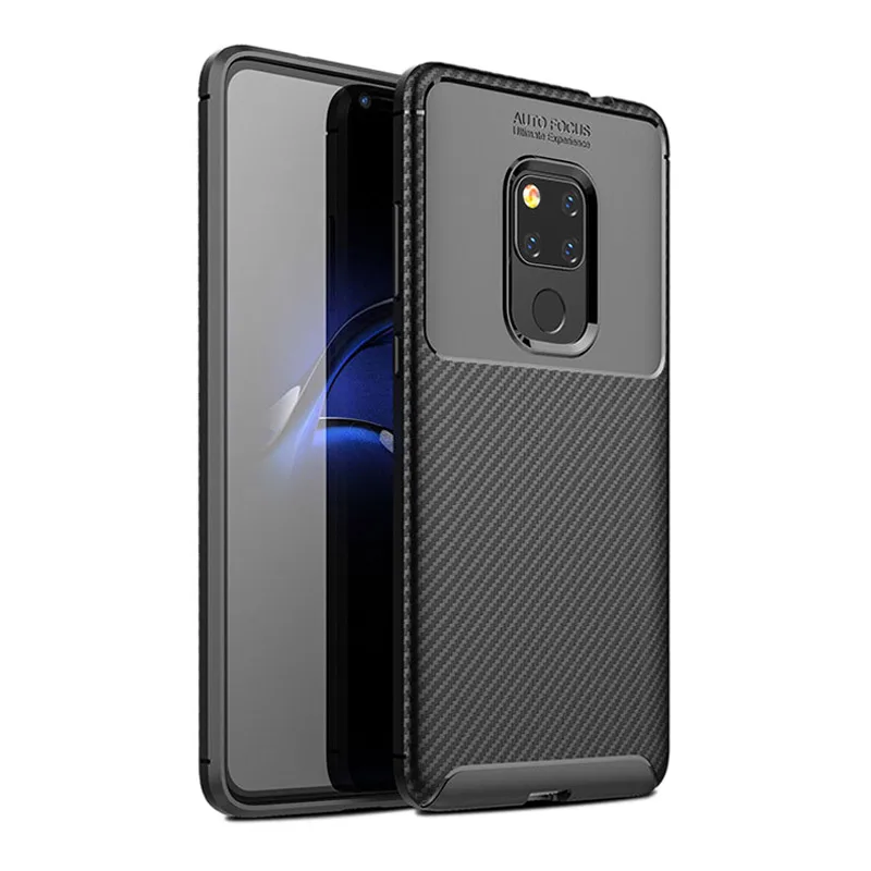 

For Huawei Mate 20 Pro Case Luxury Carbon Fiber Silicone Phone Bag Business Matte Shockproof Cover For Huawei Mate 20 Lite Case