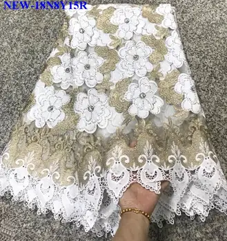 

Wthie African high quality Rhinestones french lace Fabric for women dress 2018 New design embroidery nigerian lace fabrics WS002