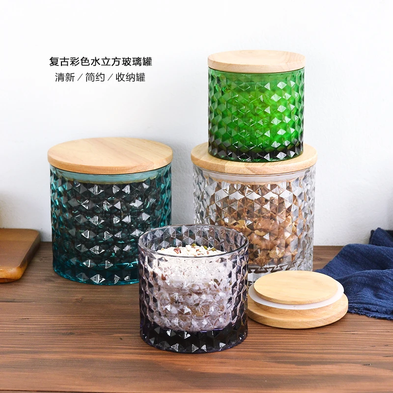 

Kitchen storage tank sealing glass bottles wood cover kitchen dried grains bottles home orgainzer