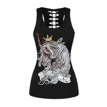 Женский спортивный жилет с 3D принтом лошади, женские рубашки для йоги, открытая футболка для бега, фитнеса, топы, быстросохнущая Тонкая блузка для спортзала и тренировок