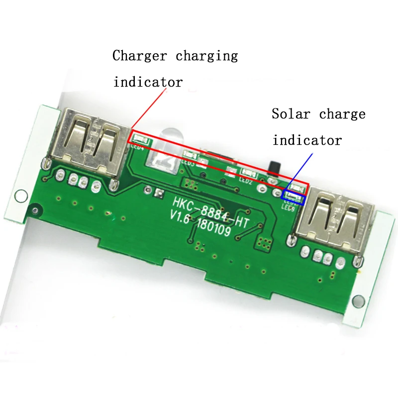 5 в 1А 2А солнечное зарядное устройство модуль зарядки платы Повышающий Модуль источника питания двойной USB выход