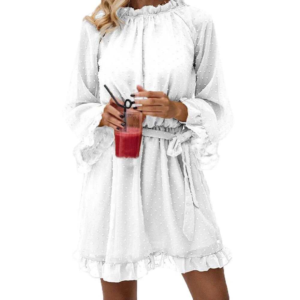 

YJSFG HOUSE Fashion Women Summer Dresses Casual Long Sleeve Party Backless Short Dress Vintage O-Neck Sexy New Hot Beach