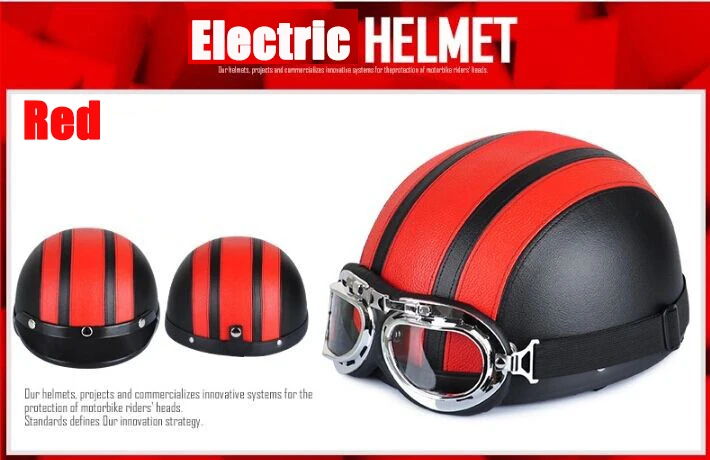 Новая мода moto rcycle из искусственной кожи шлемы городской дорожный велосипед Скутер открытый лицо ретро Половина Мото шлем+ козырек очки