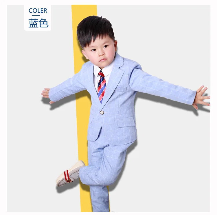 

Fashion Plaid Two Pieces Set Coat+Pant Boy Suits Formal For 2-12Y KS-2021