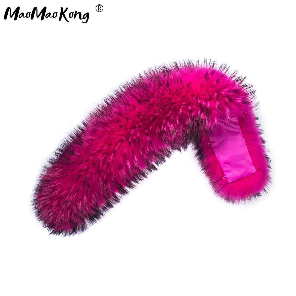 

MAOMAOKONG Large hooded furs 100% real raccoon color fur collar top quality