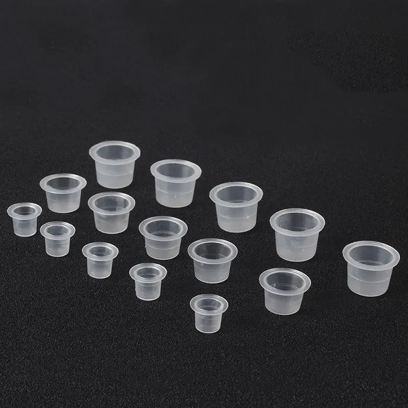 100pc S/M/L Plastic Disposable Microblading Tattoo Ink Cups Permanent Makeup Pigment Clear Holder Container Cap Tattoo Accessory 3