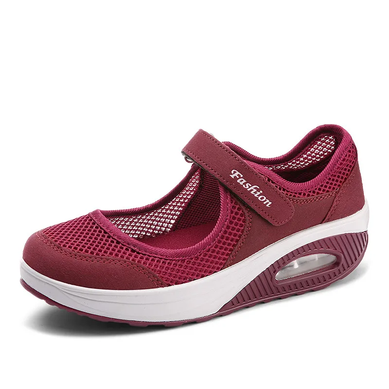PINSEN/ г., летняя модная женская обувь на плоской платформе женская повседневная обувь из дышащего сетчатого материала Мокасины, Zapatos Mujer, женские водонепроницаемые Мокасины - Цвет: Красный