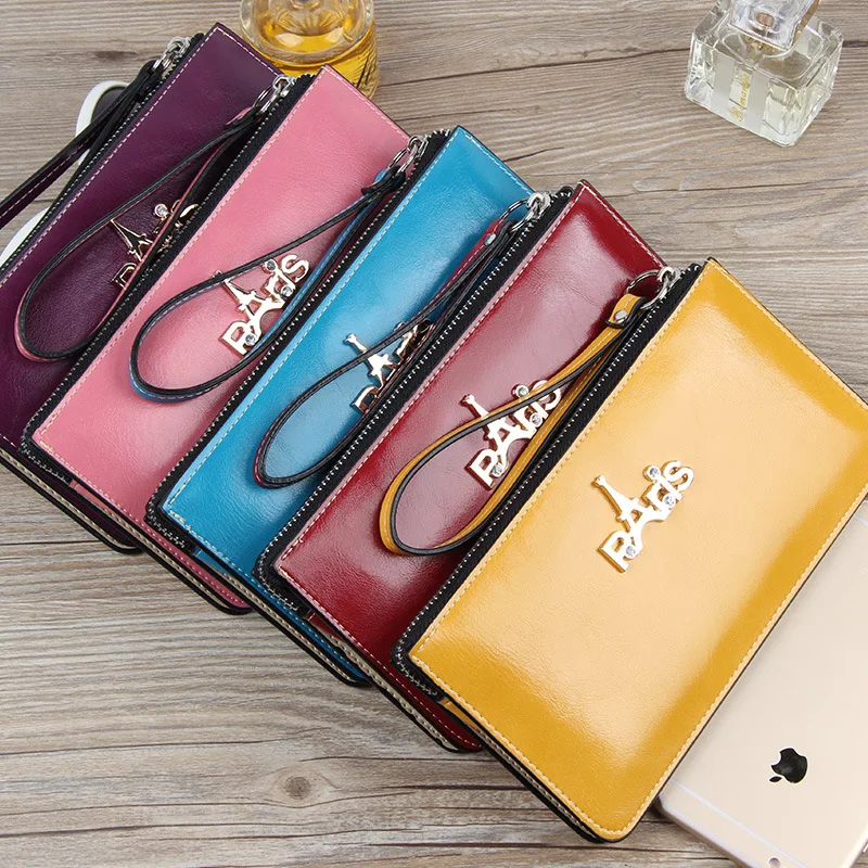 New Black paris Long Wallets Women Bag Leather Wallet Purse Luxury