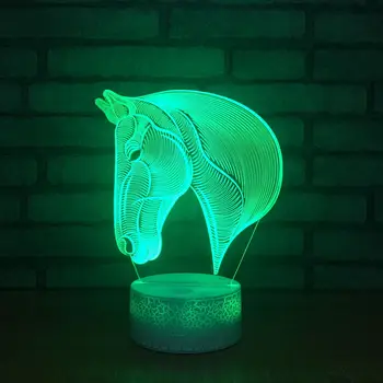 

New Led Acrylic 3d Lamp Creative Holiday Gift Horsehead 3d Night Light Wholesale 7 color change Light Fixtures
