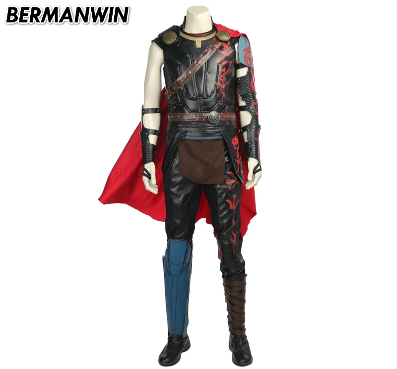 BERMANWIN Высокое качество Тор 3 Ragnarok Odinson костюм Взрослый мужской костюм Тора Хэллоуин Косплей Костюм