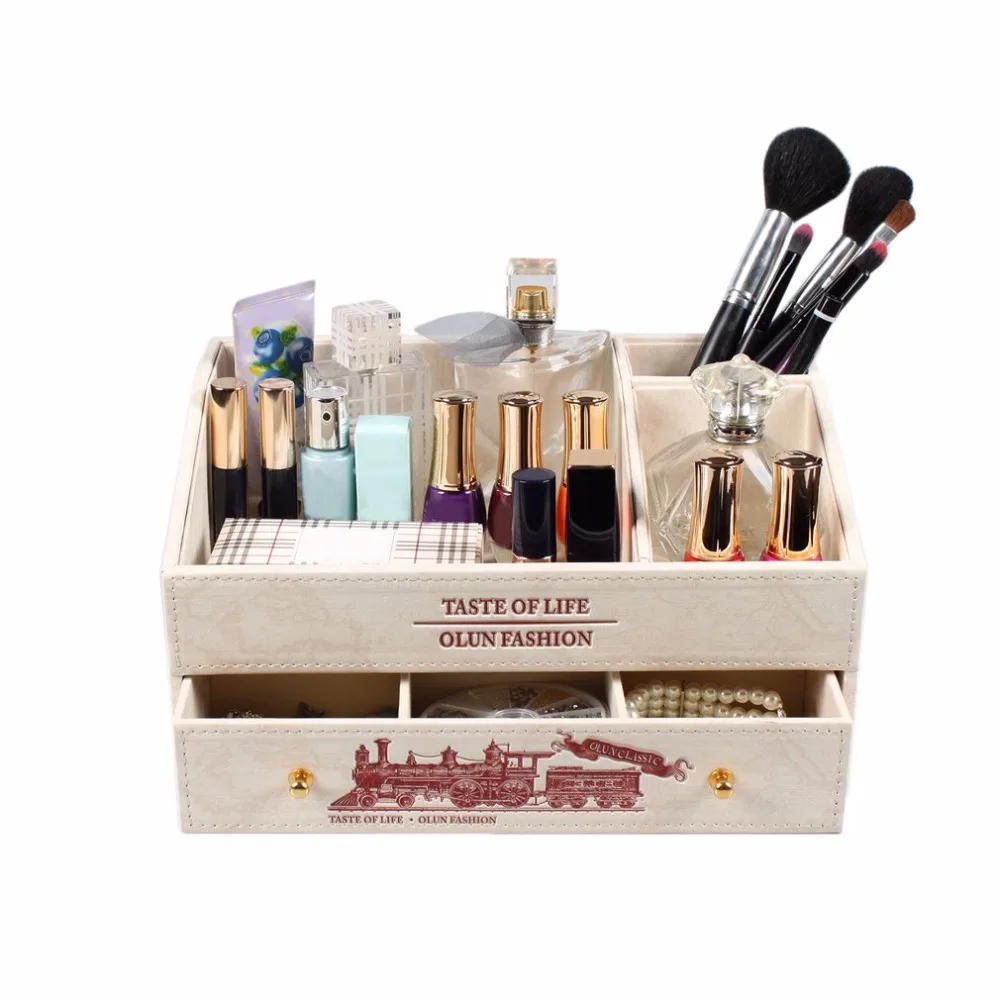 PU Leather Makeup Tool Case Organizer Cosmetic Display