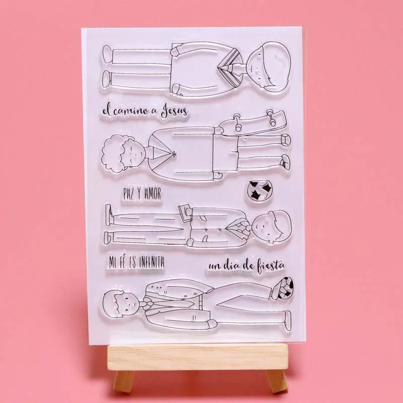 

2019 new arrival Spanish Boy soccer Transparent Clear Stamps for DIY Scrapbooking/Card Making/Kids Fun Decoration Supplies