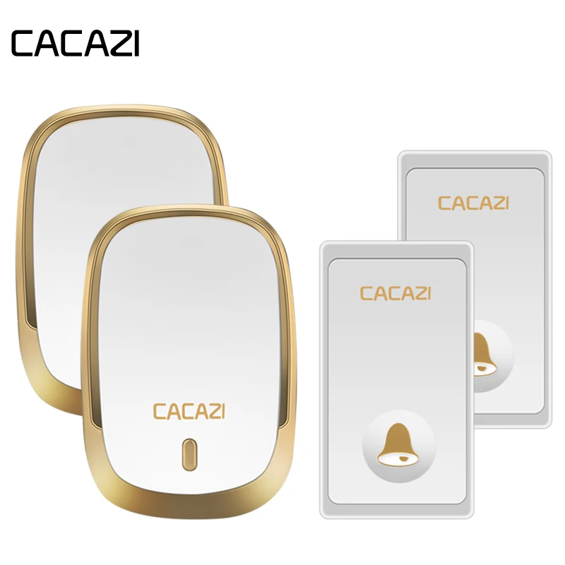 

CACAZI Self-Powered Waterproof Wireless Doorbell LED Light No Battery Button US EU Plug Home Cordless Bell 36 Rings Receiver