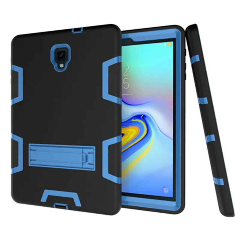 Для samsung Galaxy Tab A 10,5 T590 T595 T597 безопасный ударопрочный Прочный силиконовый чехол-подставка+ пленка+ стилус - Цвет: Black blue