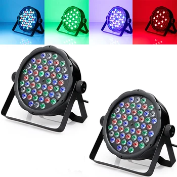 

2*DMX Control 54 RGBW LED Par Light For Disco Party DJ Bar Lamp Music Show Strobe Projector Stage Lighting Effect