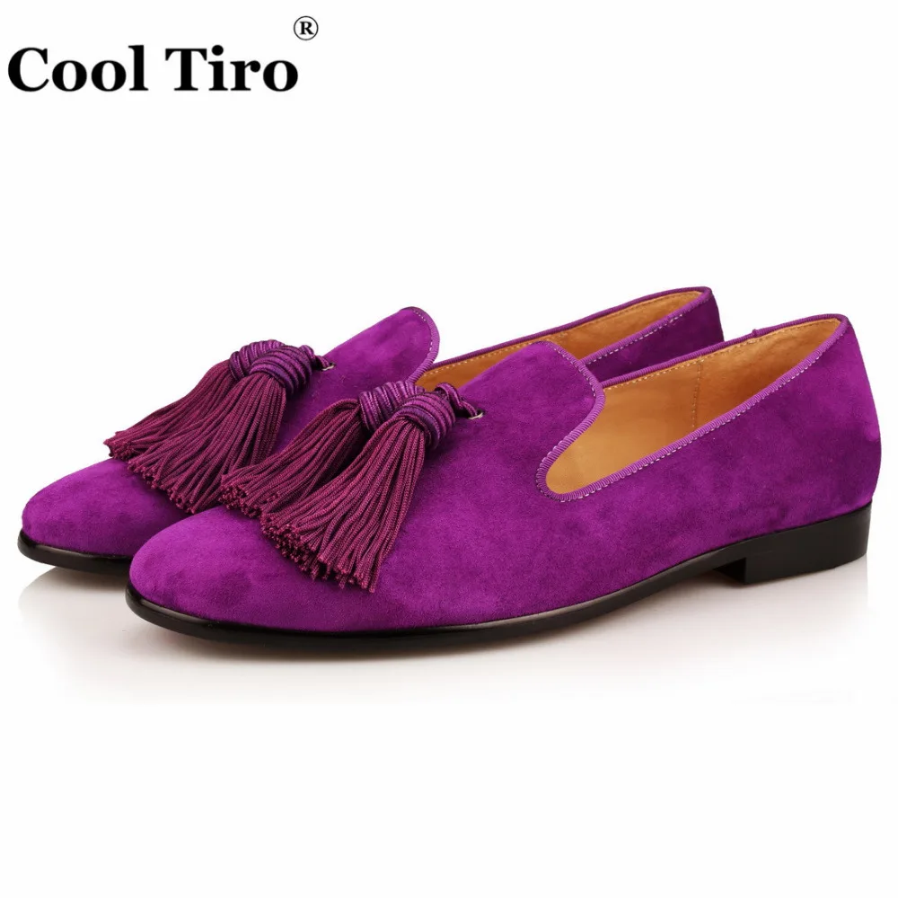 purple Tassel Men Loafers Suede SLIPPERS Flat (3)