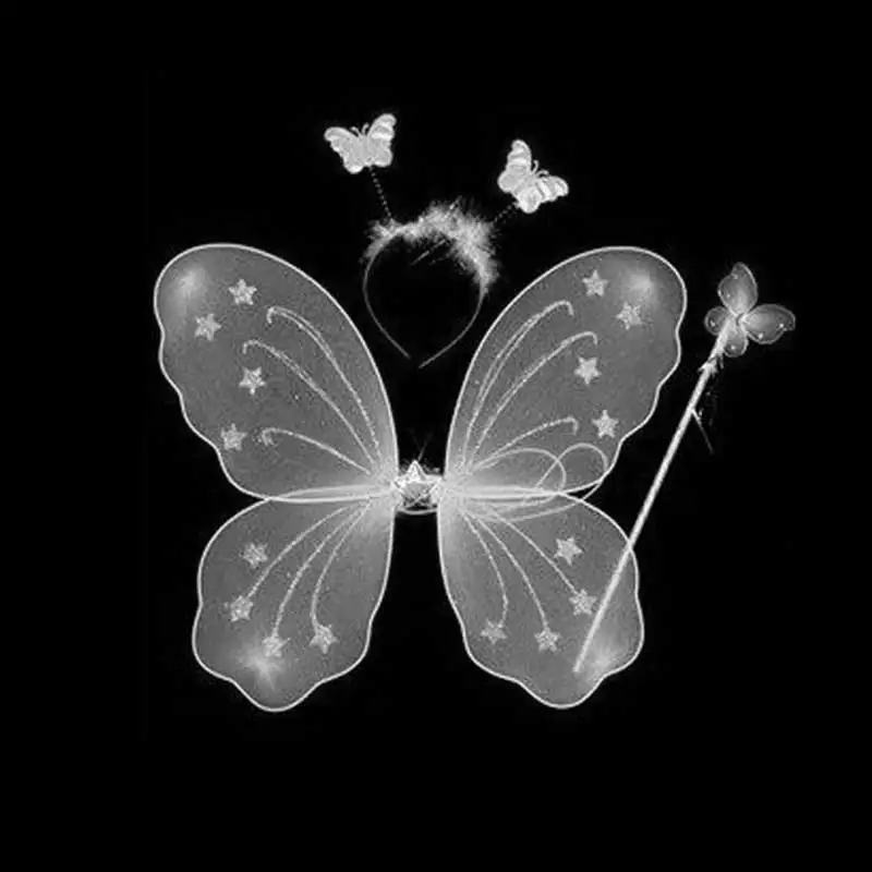 

3 Pcs/ Set Kids Children Costume Cosplay Angel Wings Magic Wand Prop Girls Butterfly Fairy Wings Costume SKD88