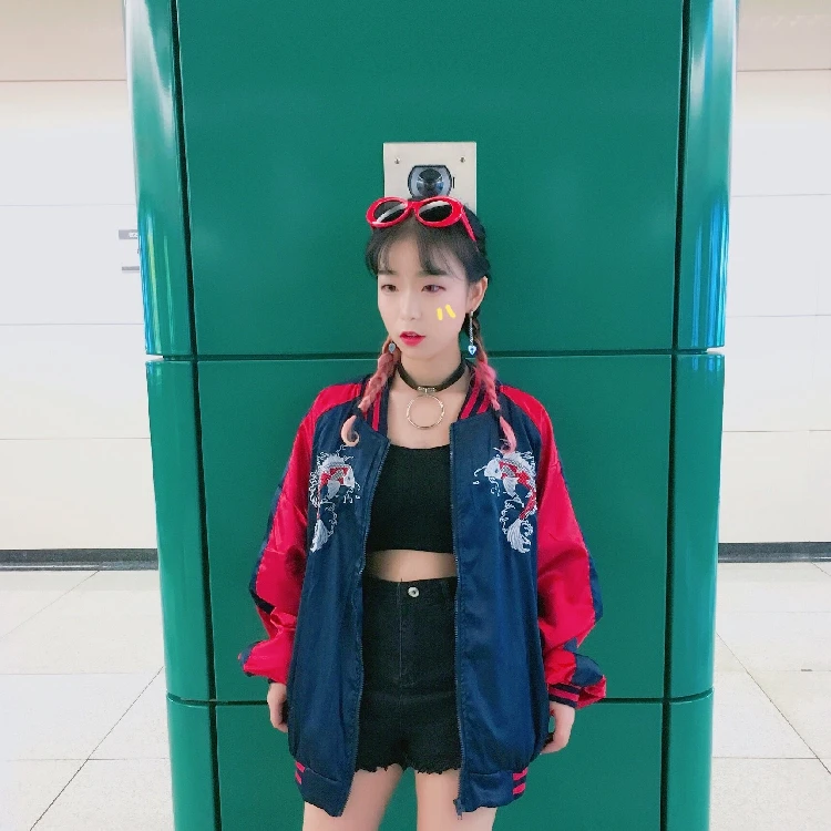 Kpop Черный Розовый Красный вышивка свободная молния бейсбольная Толстовка для женщин Новая мода корейский хип хоп Уличная Harajuku Толстовка