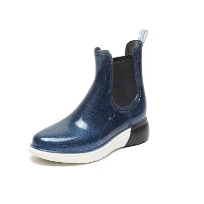 

Fashion Women PVC Rain Boots Flat Heels Non-slip Ankle Rubber Sole boots Waterproof Water Shoes Woman Wellies motorcycle boot