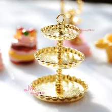 1:12 Кукольный домик Миниатюрный обеденный металлический золотой 3 уровня тарелка обеденный поднос пластина