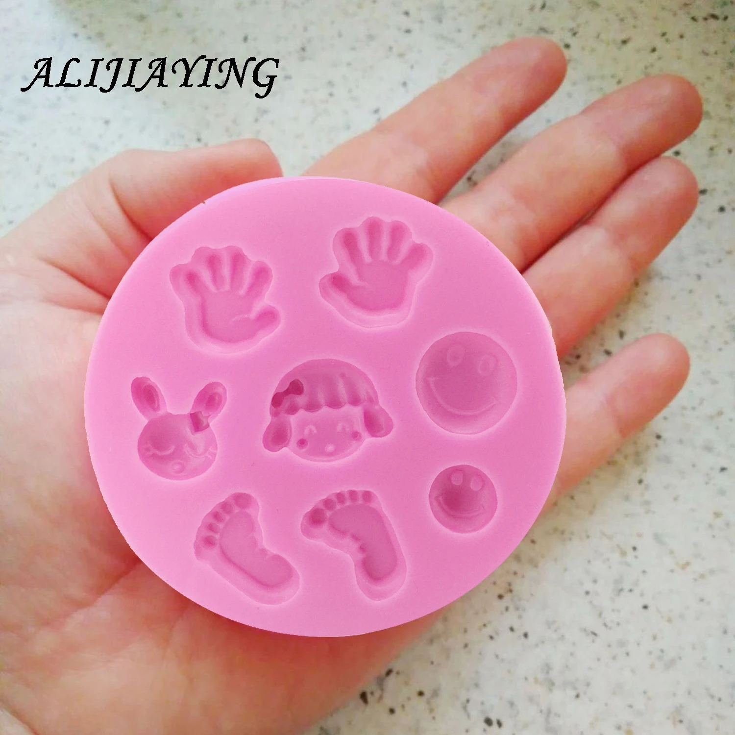 

1Pcs Lovely Smiley face Craft Art Silicone Mold Girl hands and feet Craft Molds DIY Cake decorating tool D0012