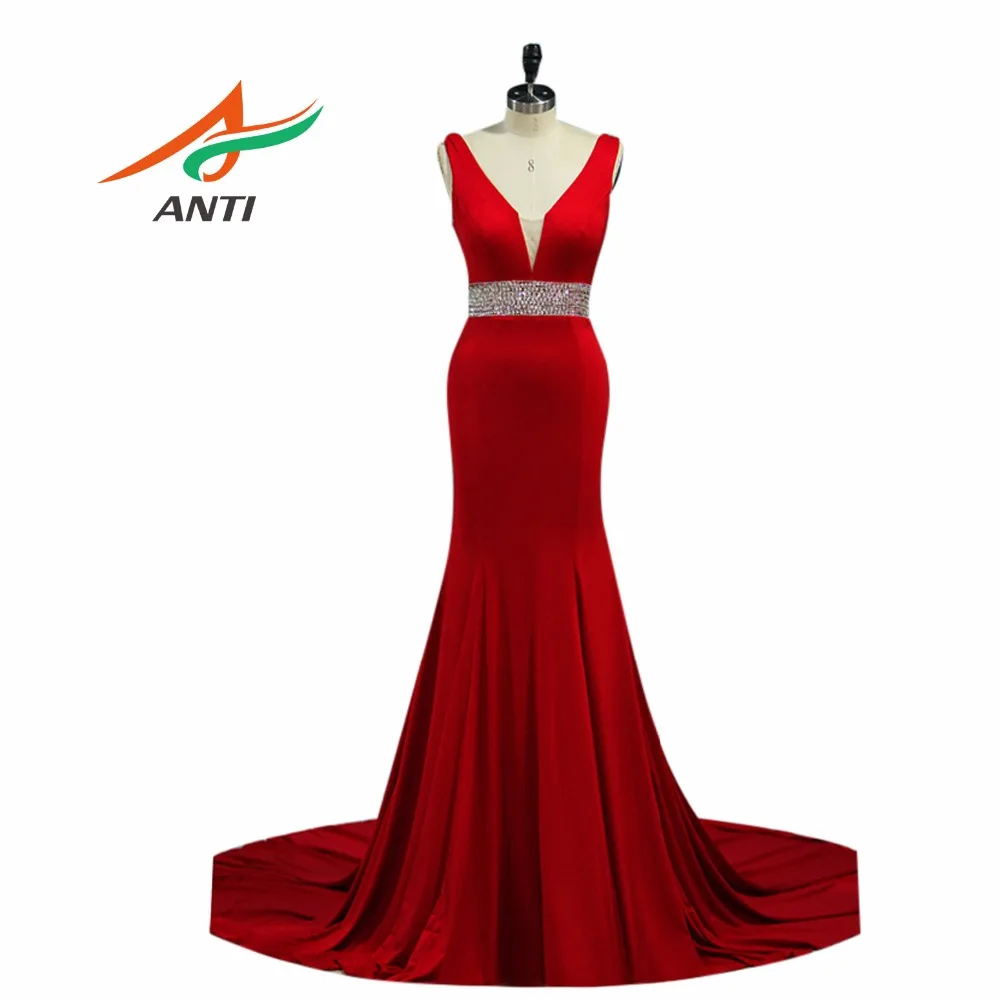 Anti Elegant Trendy Mermaid Evening Dresses Long Vneck Beading Crystal