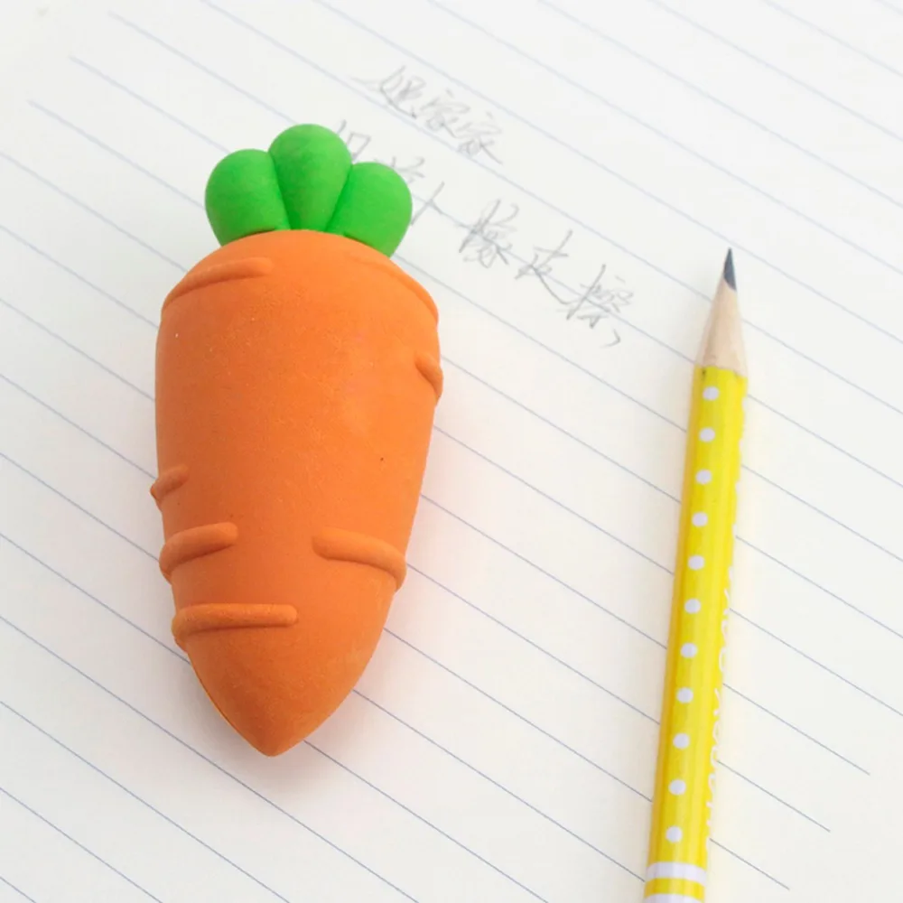 3 шт Прекрасный морковь Форма резиновый карандаш ластик для школы канцелярские принадлежности, подарок для детей