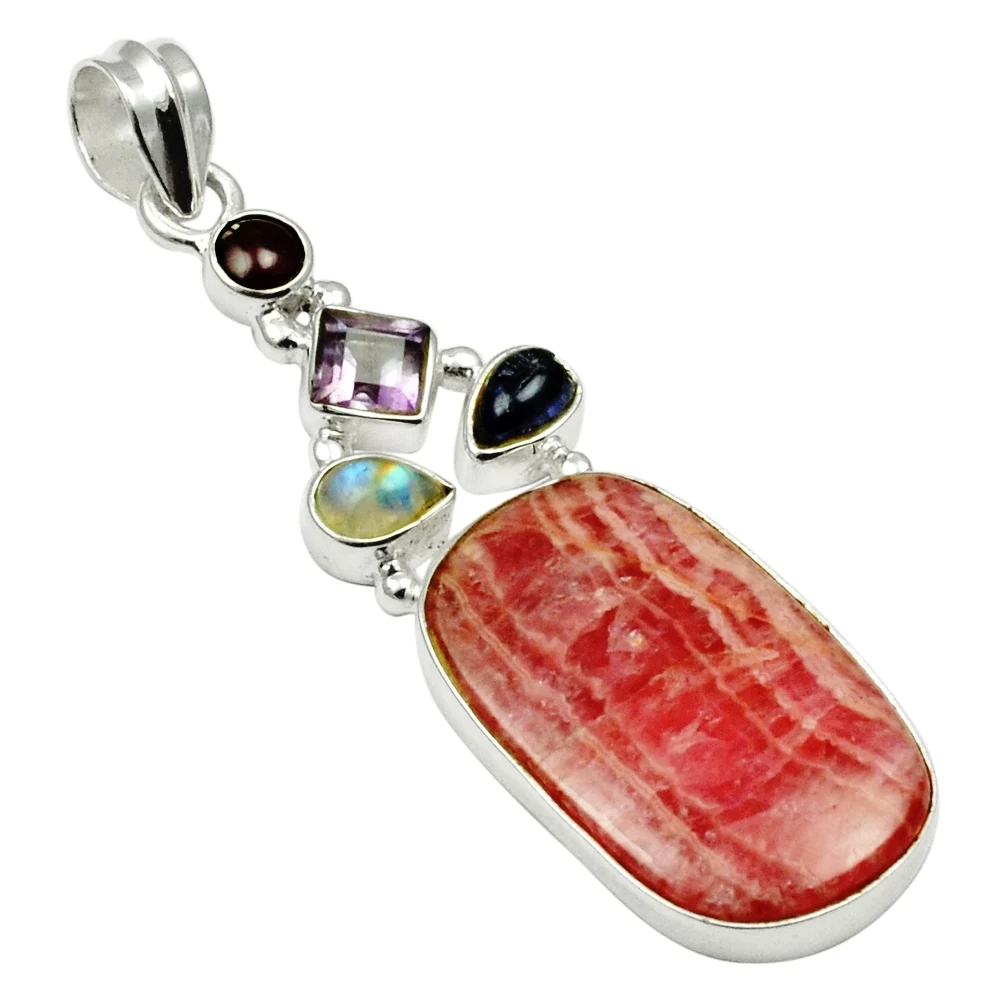 

Nature Rhodochrosite Pendant 925 Sterling Silver, 55 mm, AP4213
