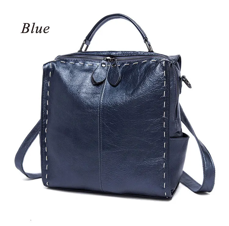 Flug Backpack Natural Soft Real Leather Backpacks Genuine First Layer Cow Leather Top Layer Cowhide Women