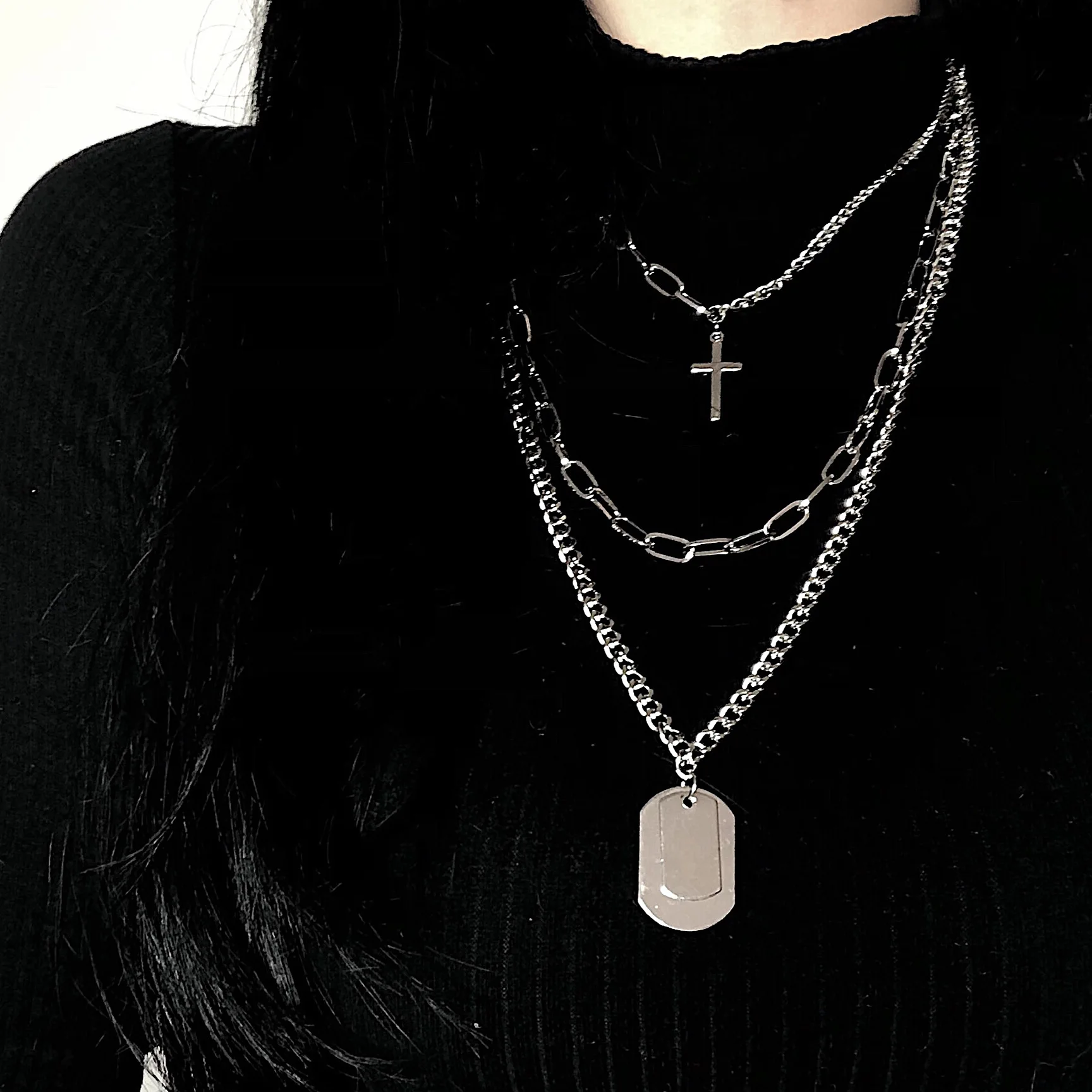 Pendant Necklaces Crossing Chain Necklace Couple Fashion Punk Retro Jewelry Gift Titanium |