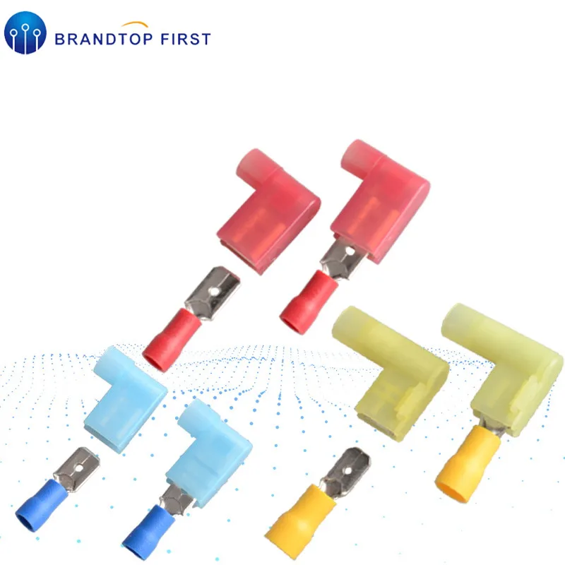 

25pcs Crimp Male Female Spade Cable Terminals Nylon Flag Right Angle Insulated Fast Quick Wire Connector Terminator