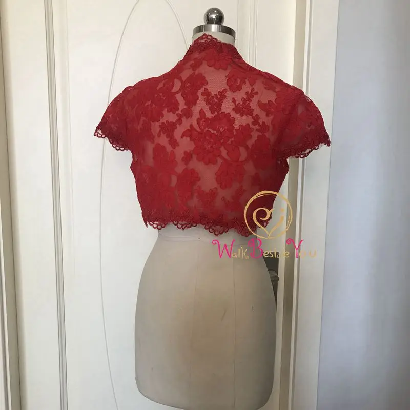 Walk Beside You Red Lace Evening Boleros Short Cap Sleeves Capes Wedding Jacket Bridal Wraps Veste Mariage Shrugs for Women 2019 Walk Beside You Red Lace Evening Boleros Short Cap Sleeves Capes Wedding Jacket Bridal Wraps Veste Mariage Shrugs for Women 2019