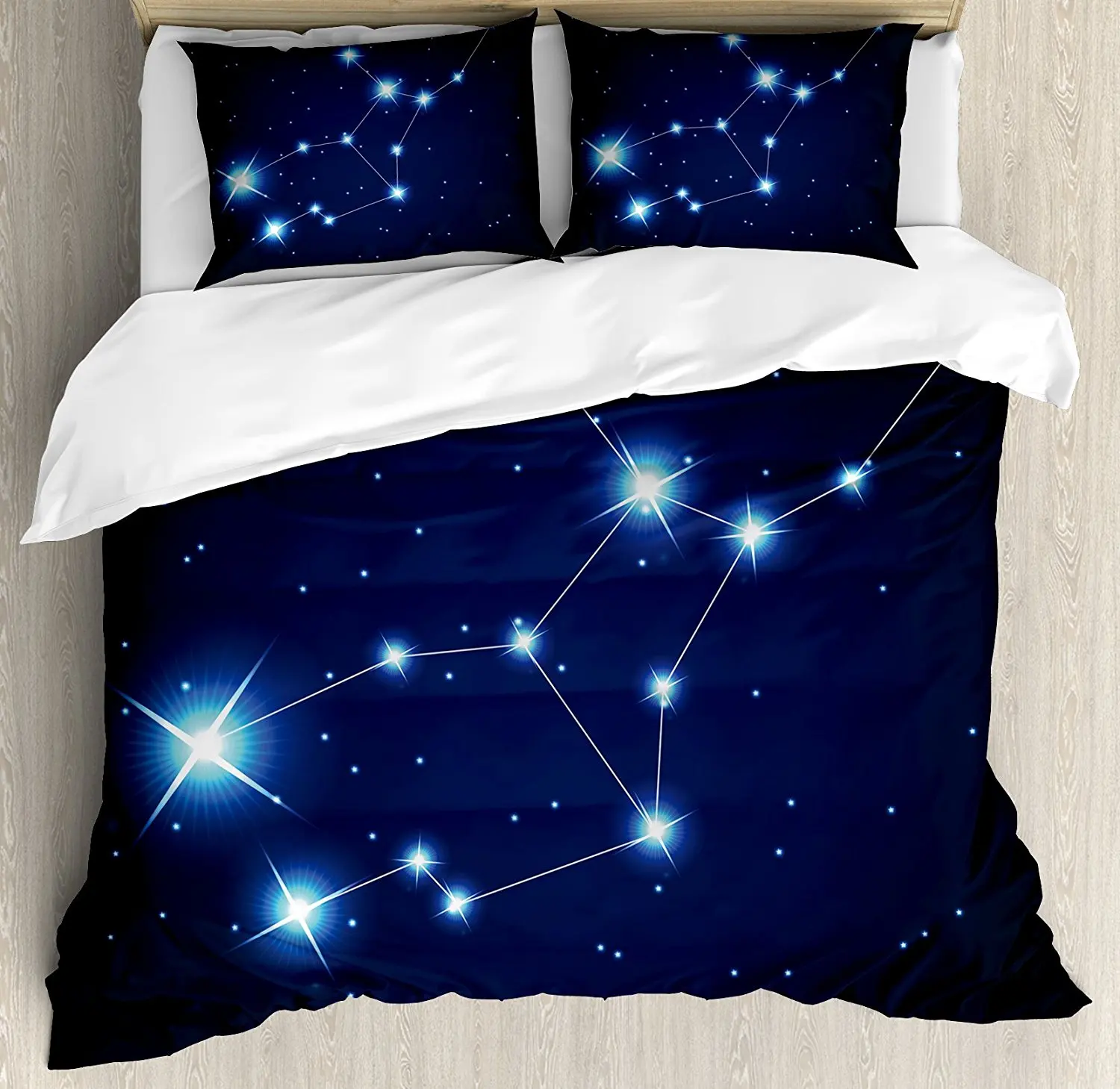 

Virgo Duvet Cover Set Virgo Constellation Alignment of Stars Universe Themed Galactic Illustration Decorative 4pcs Bedding Set