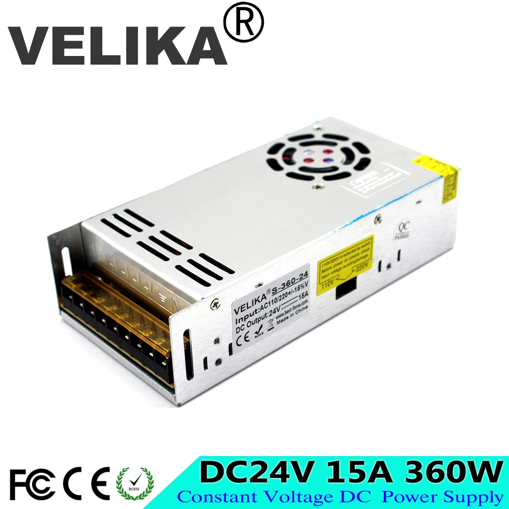 Лучшая цена импульсный источник питания DC 24V 15A 360W Драйвер USP 110V 220V AC SMPS для