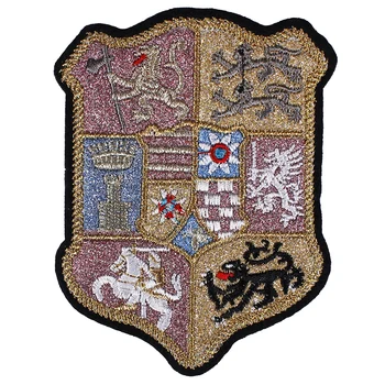 

10piece Glitter Gold Horse Badges Fabric Shoulder Patches Embroidery Applique Iron on Embossed Clothes Decorated Sewing TH734