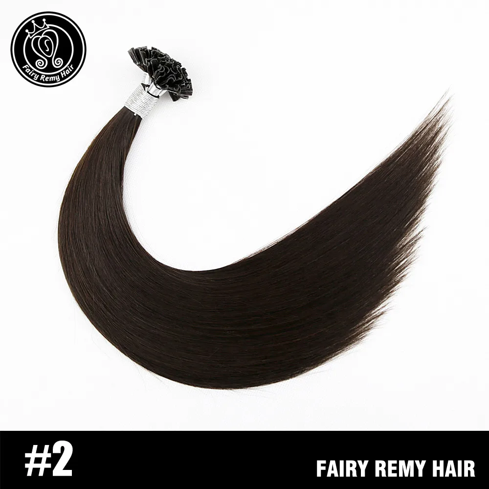 Сказочные волосы remy, 1 г/локон, 16 дюймов, настоящие человеческие волосы Remy Fusion для наращивания, кератиновые Натуральные Цветные пряди волос, капсулы 50 г/ПАК - Цвет: #2