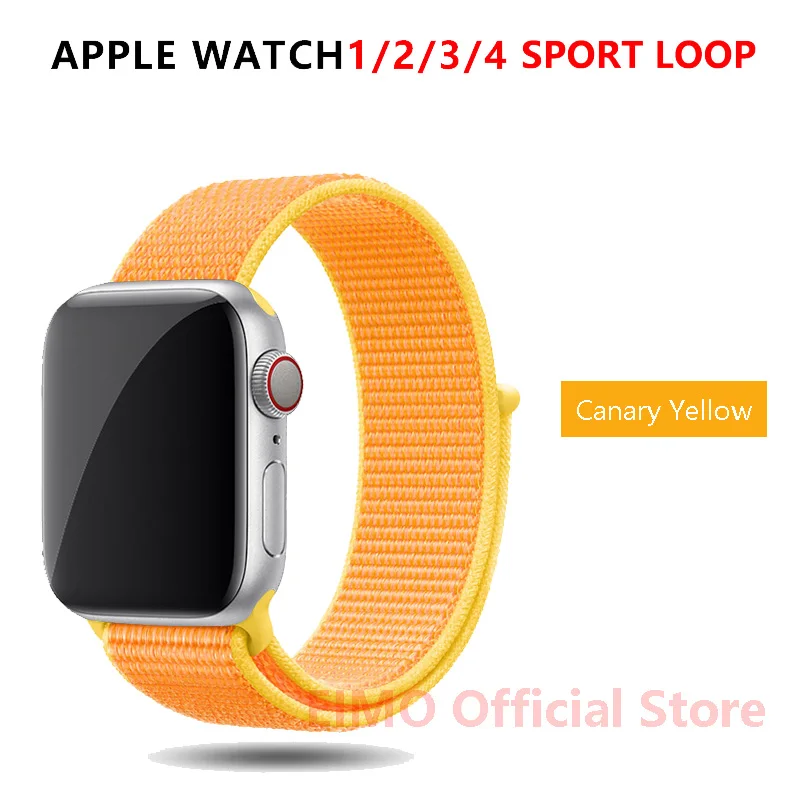 Ремешок для apple watch band 44 мм correa apple watch 5 4 band 3 2 iwatch band 42 мм 38 мм 40 мм спортивный нейлоновый браслет - Цвет ремешка: Canary Yellow