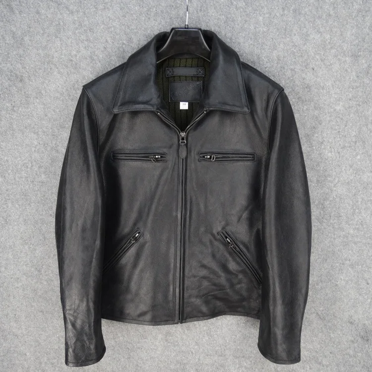 Free shipping.Classic mens leather jacket.genuine leather motor coat.man cowhide quality clothes,brand new vintage warm jackets genuine leather blazers