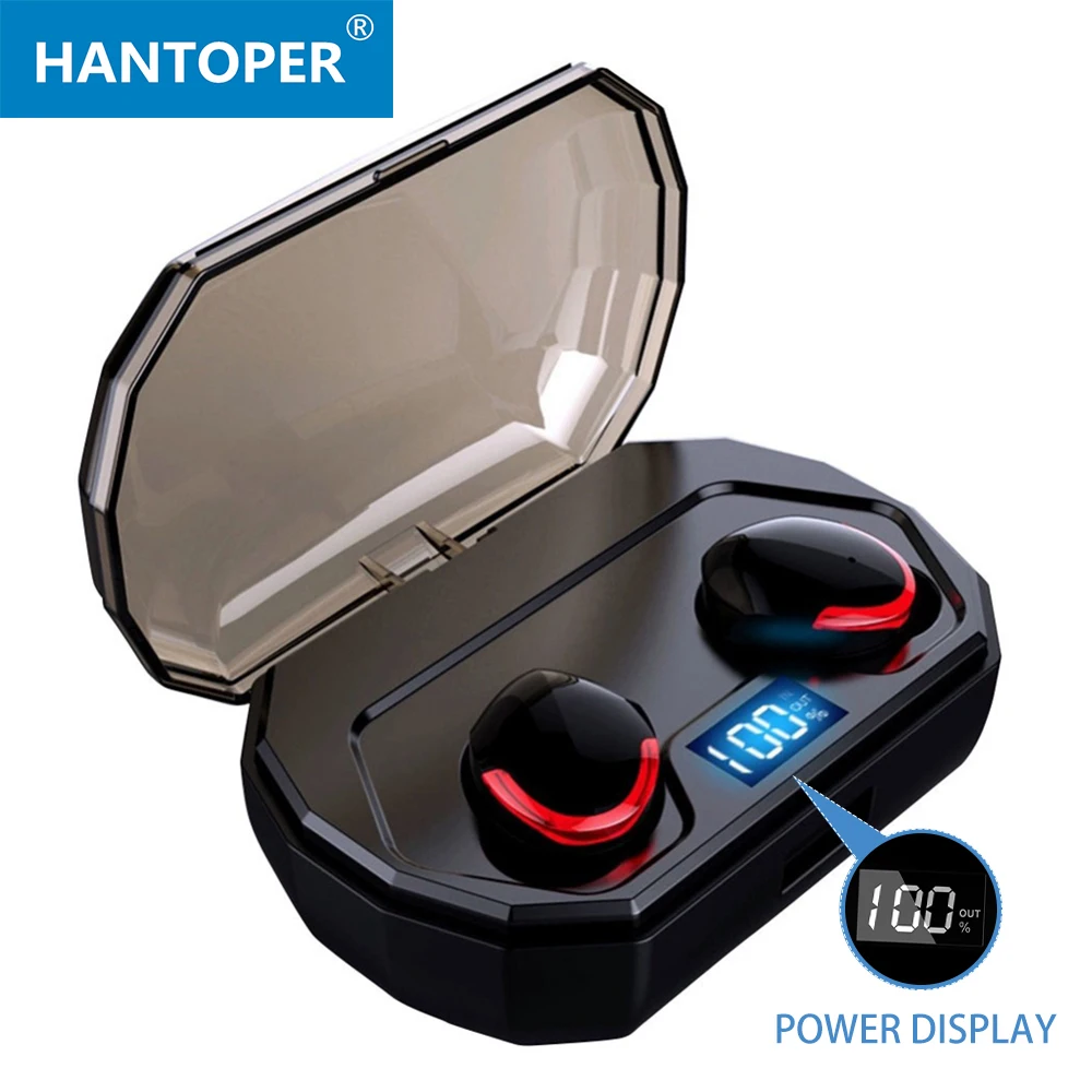 

HANTOPER Wireless Headphones Bluetooth 5.0 Earbud 3D Stereo Sound Headphones IPX5 with 2000mAh Charging Box For Xiaomi iPhone