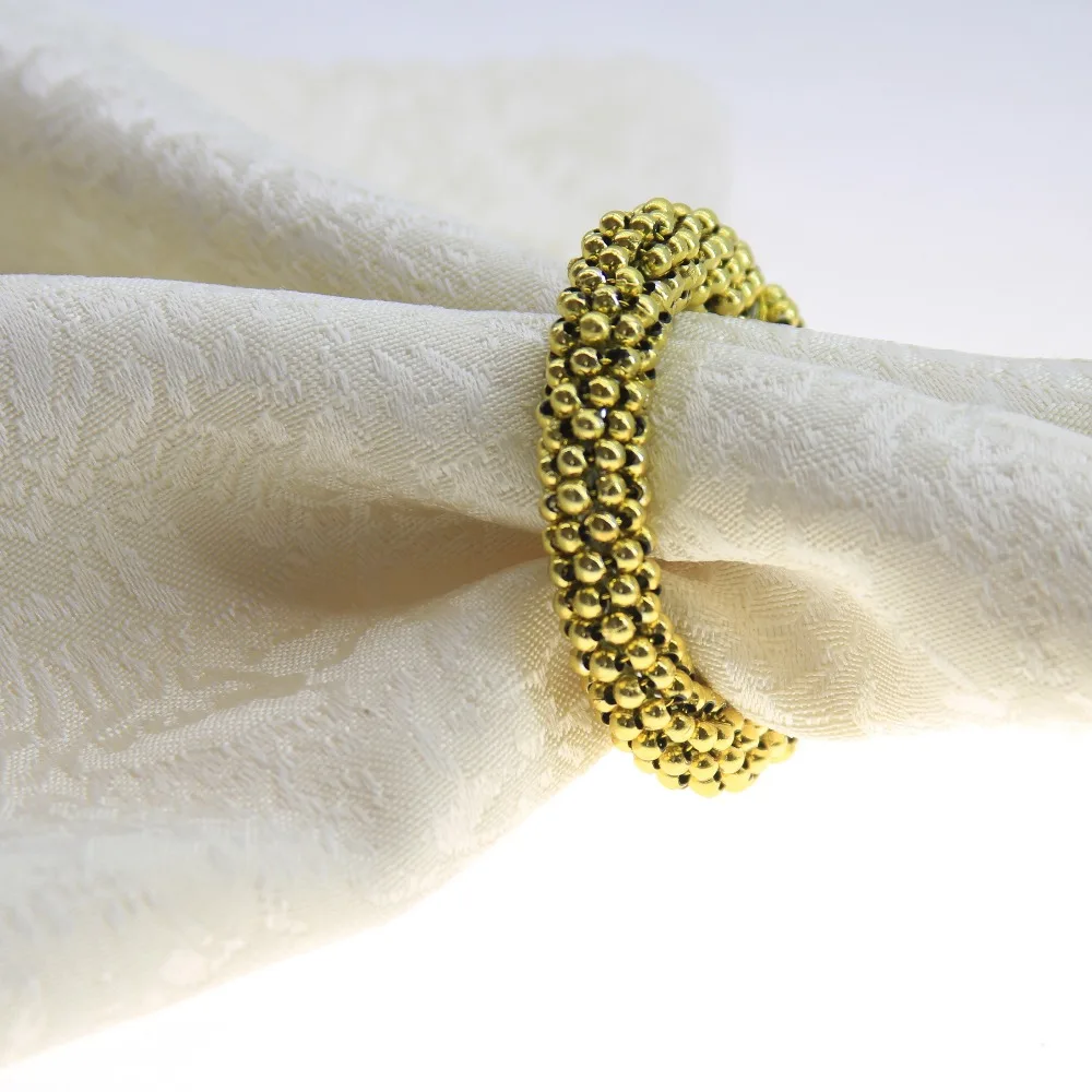 free shipping gold beaded wedding napkin ring 24 pcs qn18082701in