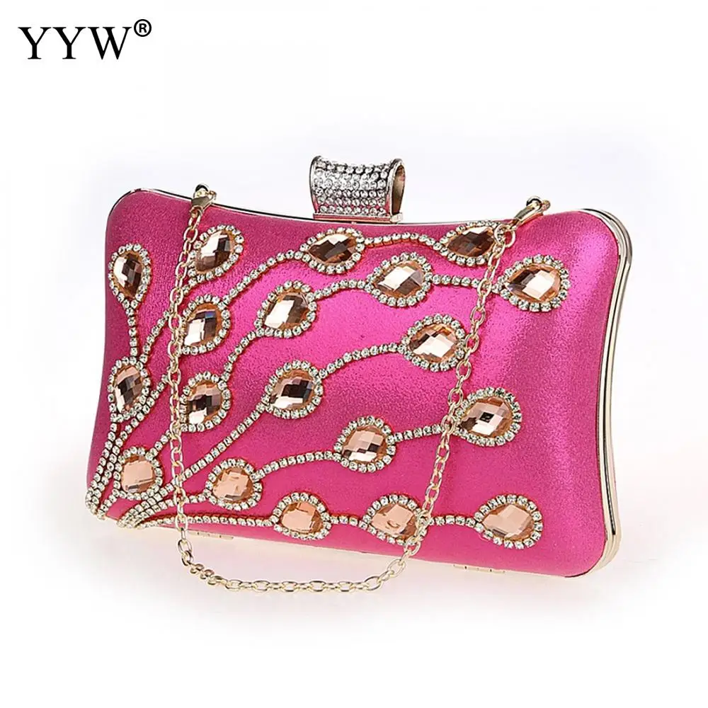 New Fashion Luxury Handbags Rose Clutch Bags For Women 2018 Gold Evening Bag With Rhinestone ...