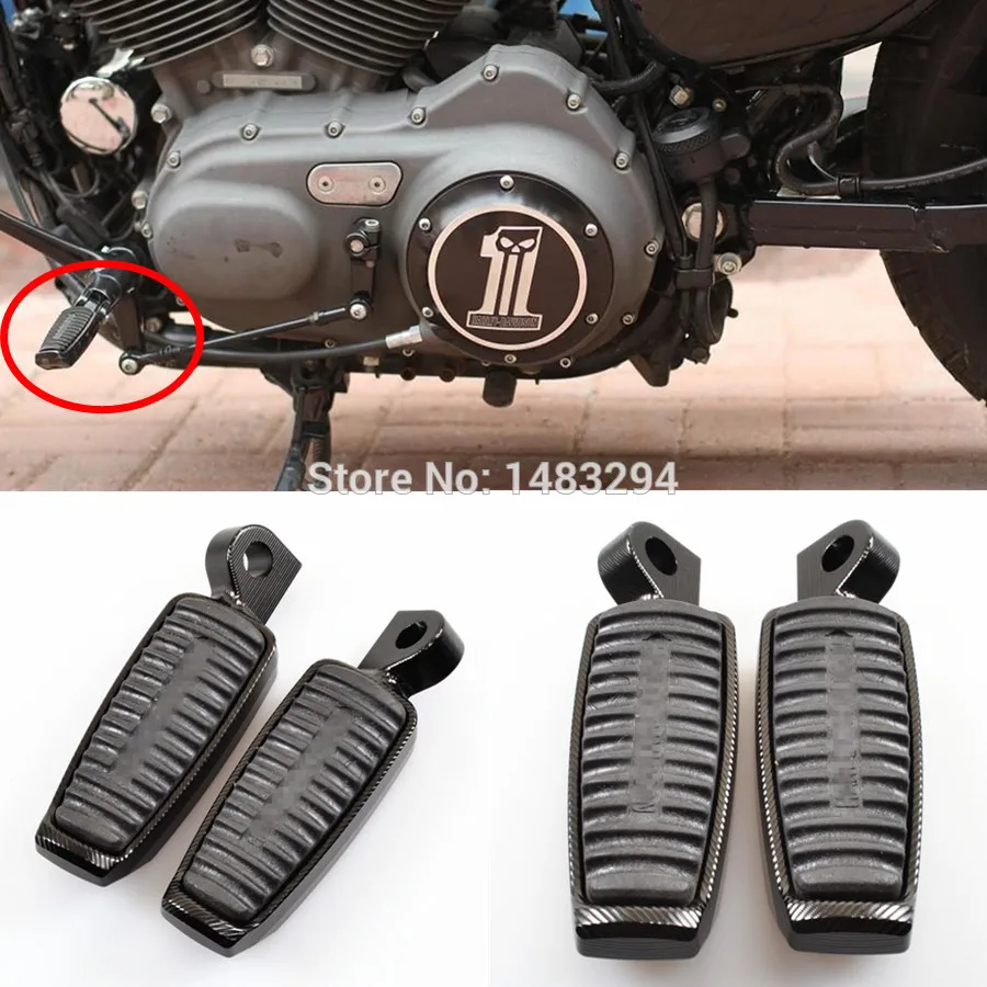 Black CNC 45 Degrees Aluminum Footrests Foot Pegs Fit For Sportster 883 1200
