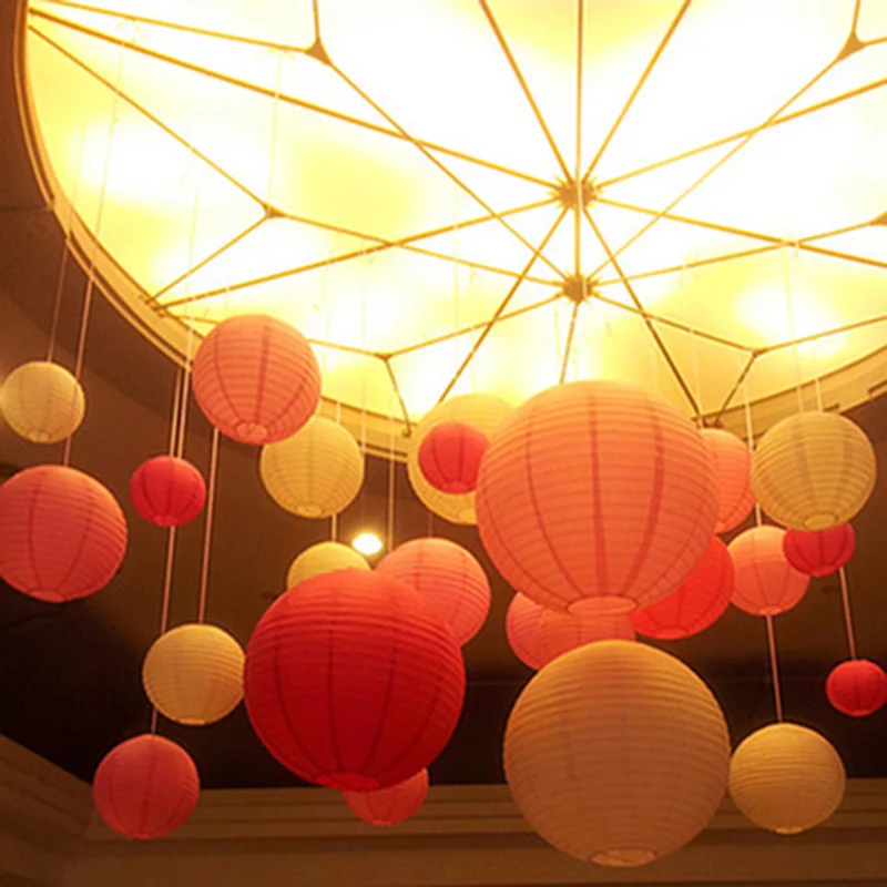 Круглые Китайские бумажные фонарики на день рождения, свадьбу, вечеринку, украшение, подарок, поделки, фонари, вечерние, 16 дюймов