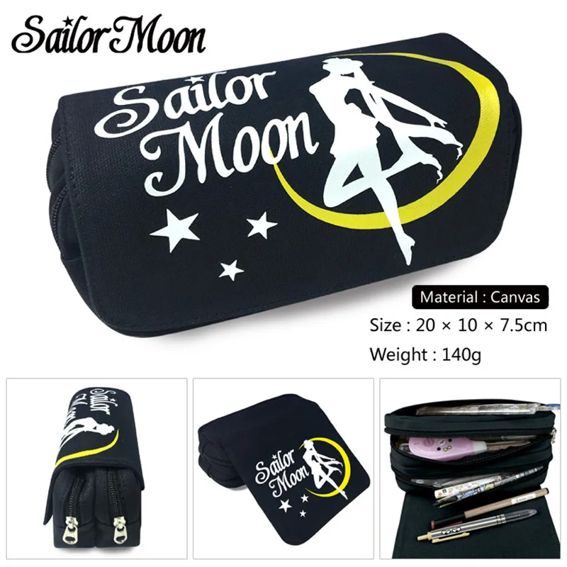 

Sailor Moon Luna Cat Anime Man Boys Girls Wallet Canvas Pencil Case School Supplies Bags Student Gift Make up Bag