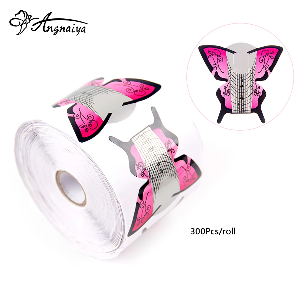 

ANGNYA 300pcs/roll Butterfly Nail Forms Nail Tools Nail Sculpting Extension Forms Sticker Nail Forms UV Gel Acrylic French S073