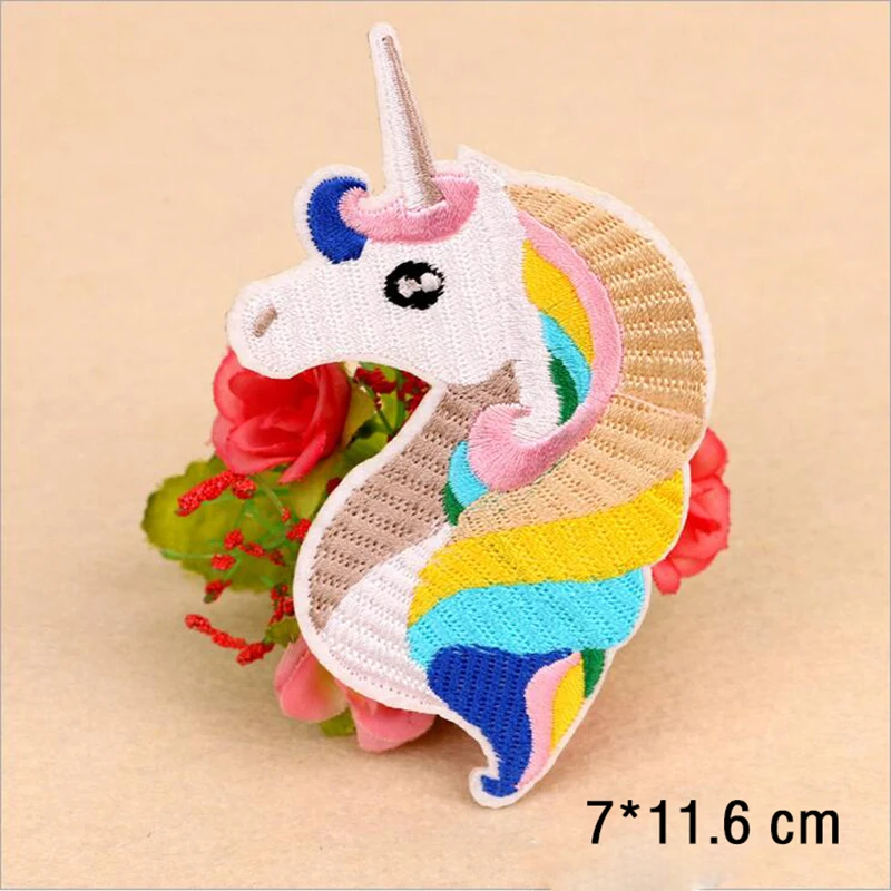 

Unicorn DIY Cloth Iron On Patch Embroidered Applique Sewing Clothes Stickers Apparel Accessories Sew On Badges Size:7X11.6cm